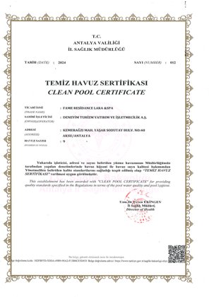Temiz Havuz Sertifikası
